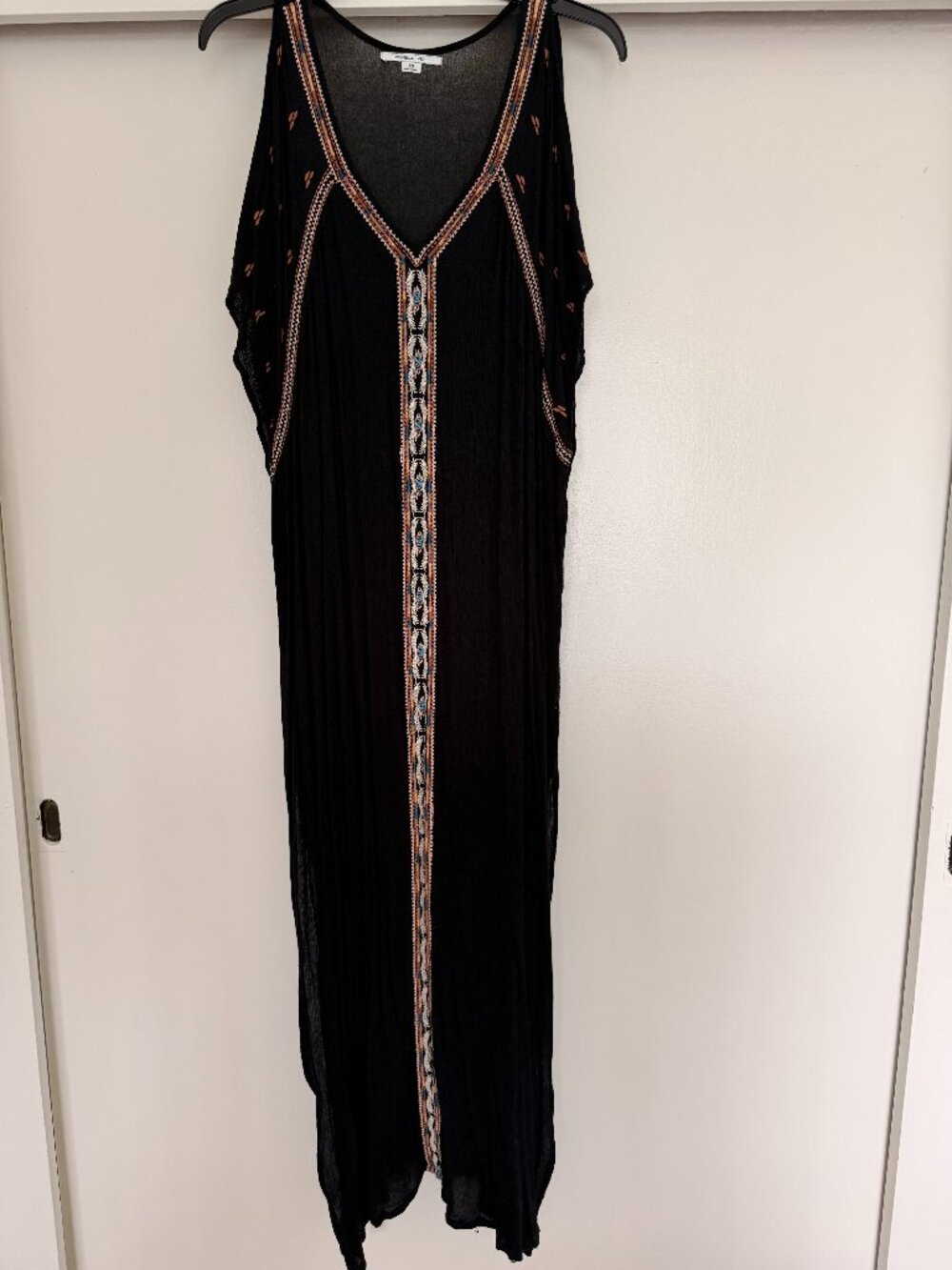 O'Neill Boho Embroidered Maxi Cover-Up Dress in black